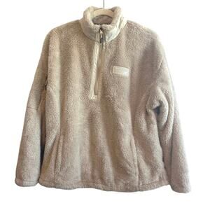 New Balance Sherpa Teddy Quarter Zip Pullover In Cream/Tan Size Large